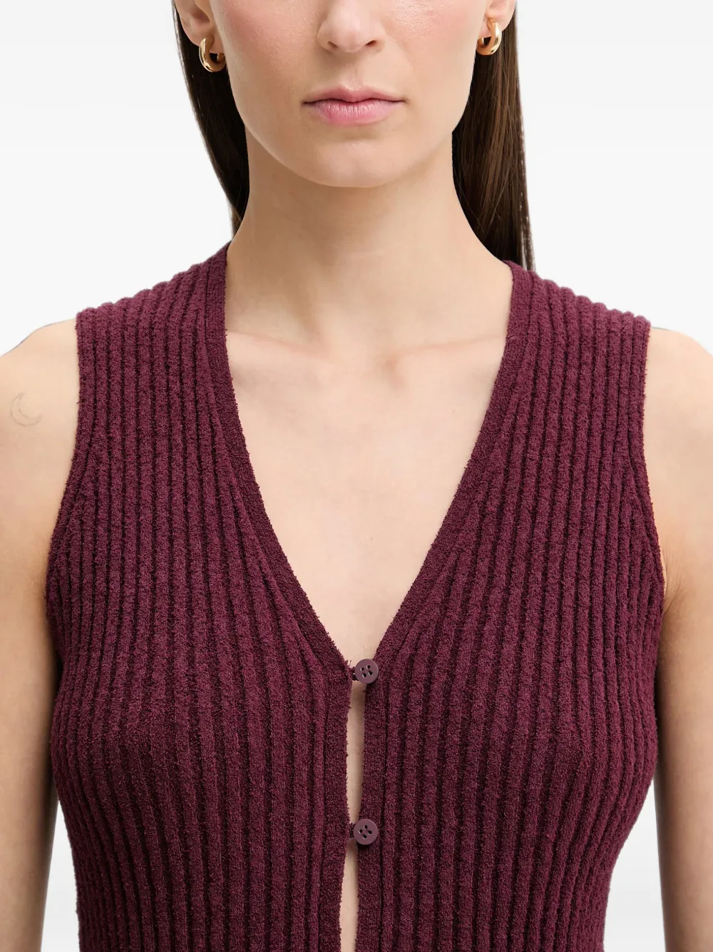 Marc O'Polo Ribgebreid vest Rood