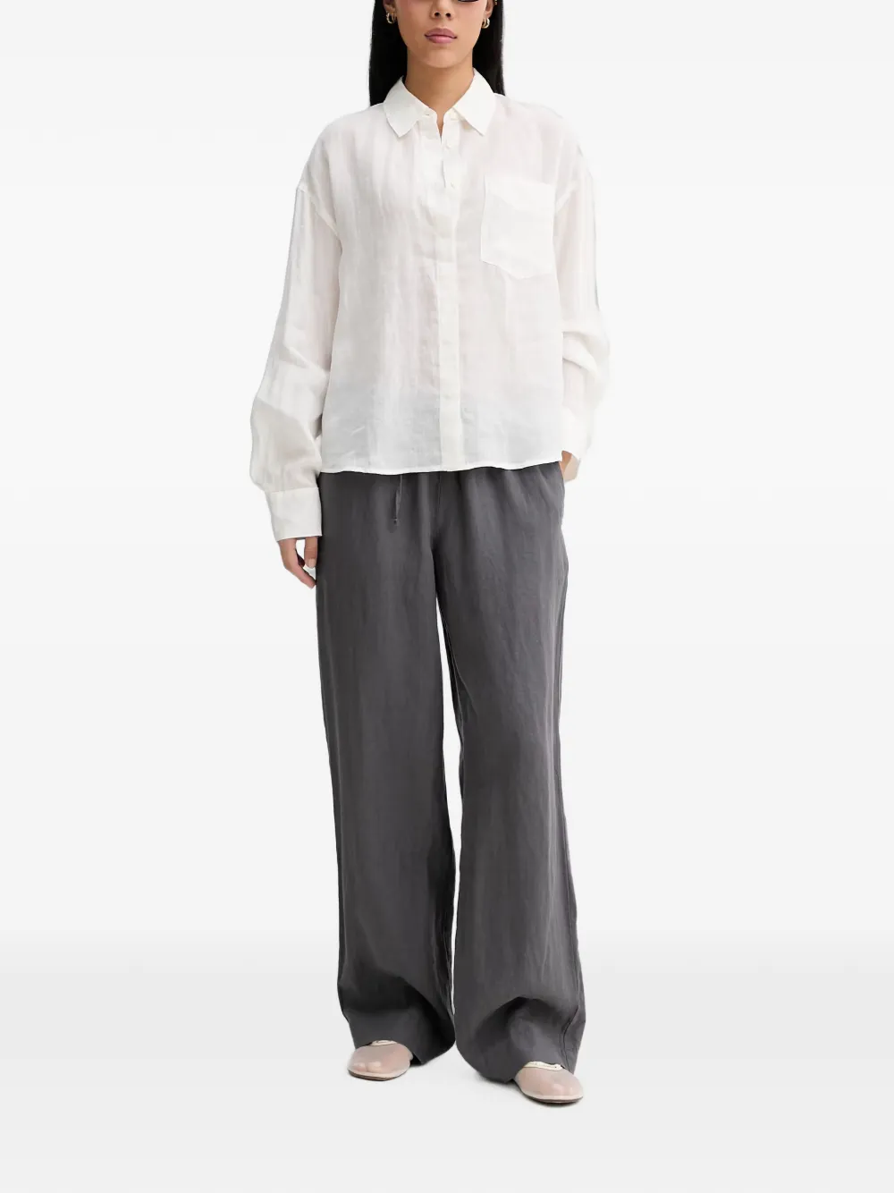 Marc O'Polo drawstring straight-leg trousers Grijs