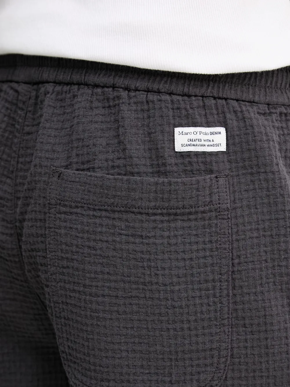 Marc O'Polo Wafelgebreide shorts met trekkoord Grijs