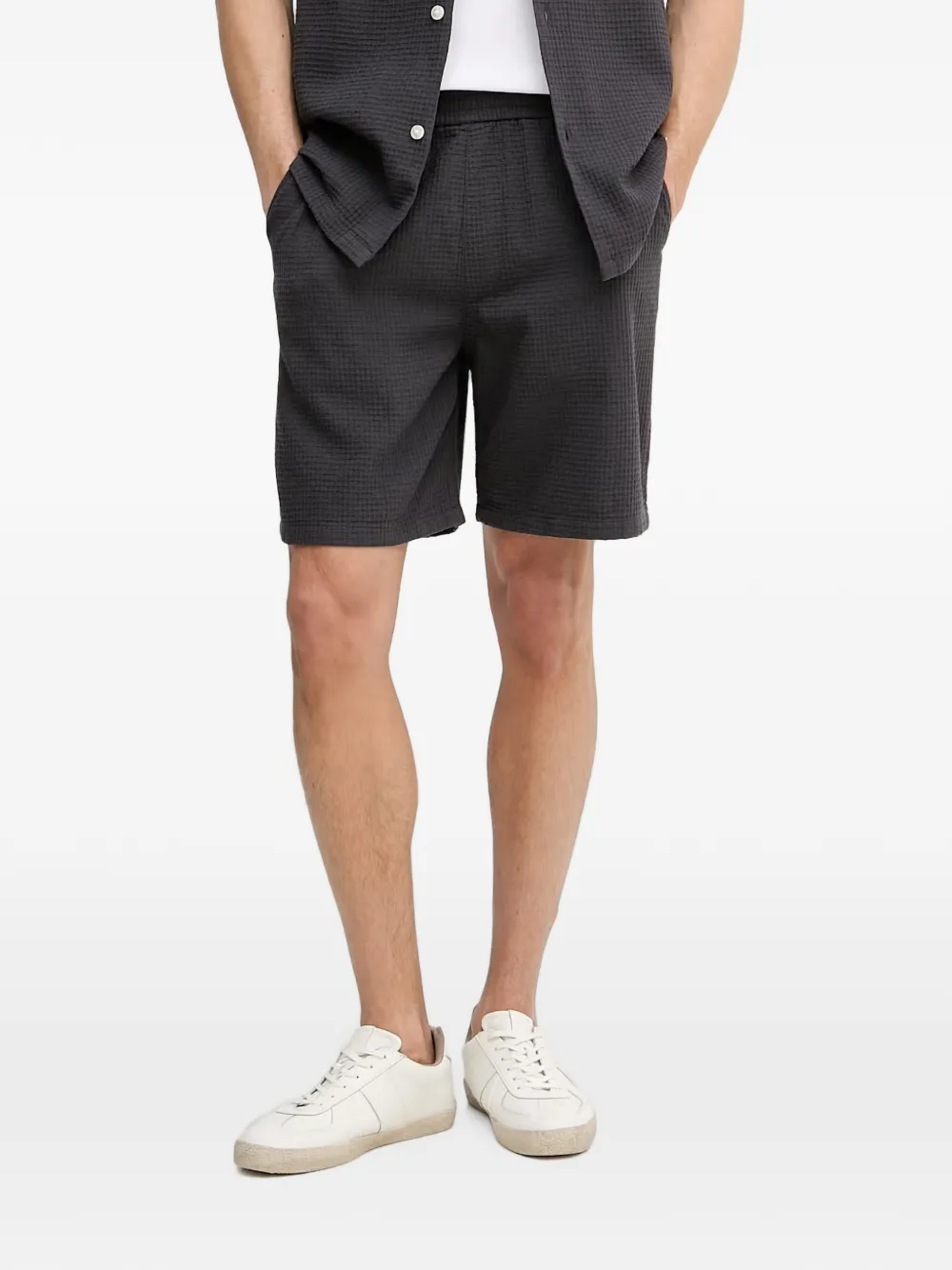Marc O'Polo waffle-knit drawstring shorts - Grigio