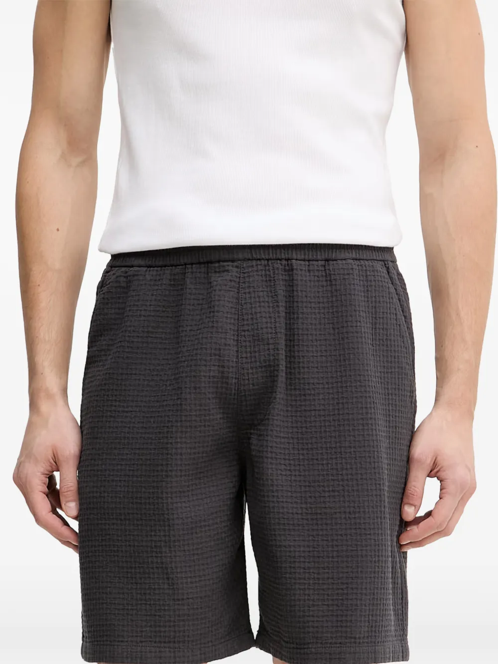 Marc O'Polo Wafelgebreide shorts met trekkoord Grijs