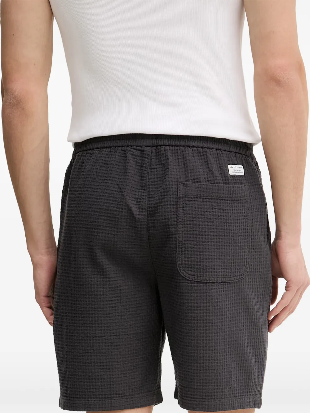 Marc O'Polo Wafelgebreide shorts met trekkoord Grijs