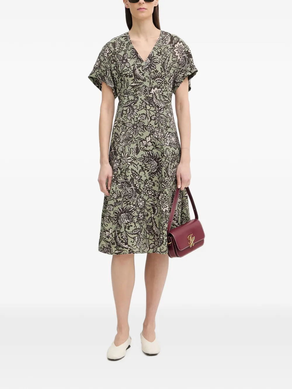 Marc O'Polo Midi-jurk met bloemenprint Groen