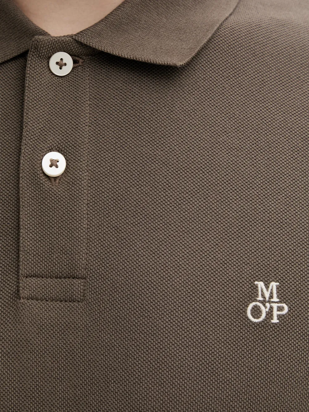 Marc O'Polo Piqué poloshirt met geborduurd logo Bruin