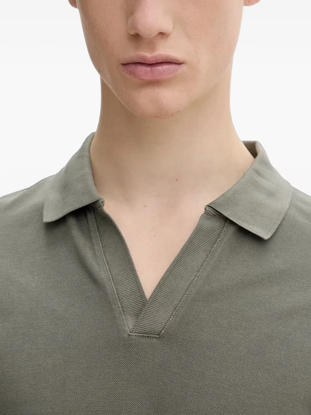 Marc O'Polo Piqué T-shirt met V-hals Groen