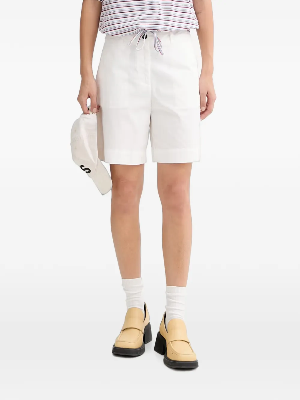 Marc O'Polo Gürtelschlaufen-Shorts mit Knopfverschluss - Weiß