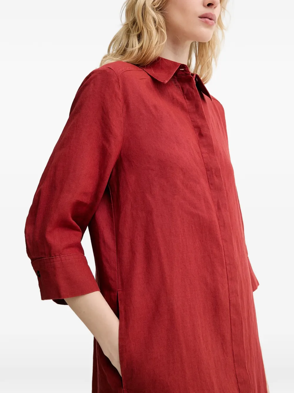 Marc O'Polo Button-down linnen blousejurk Rood