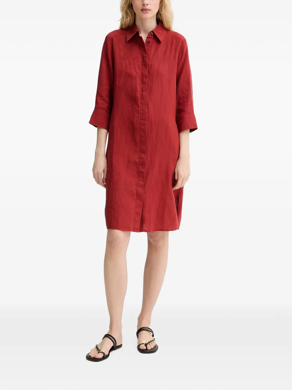 Marc O'Polo button-down linen shirt mini dress - Rosso