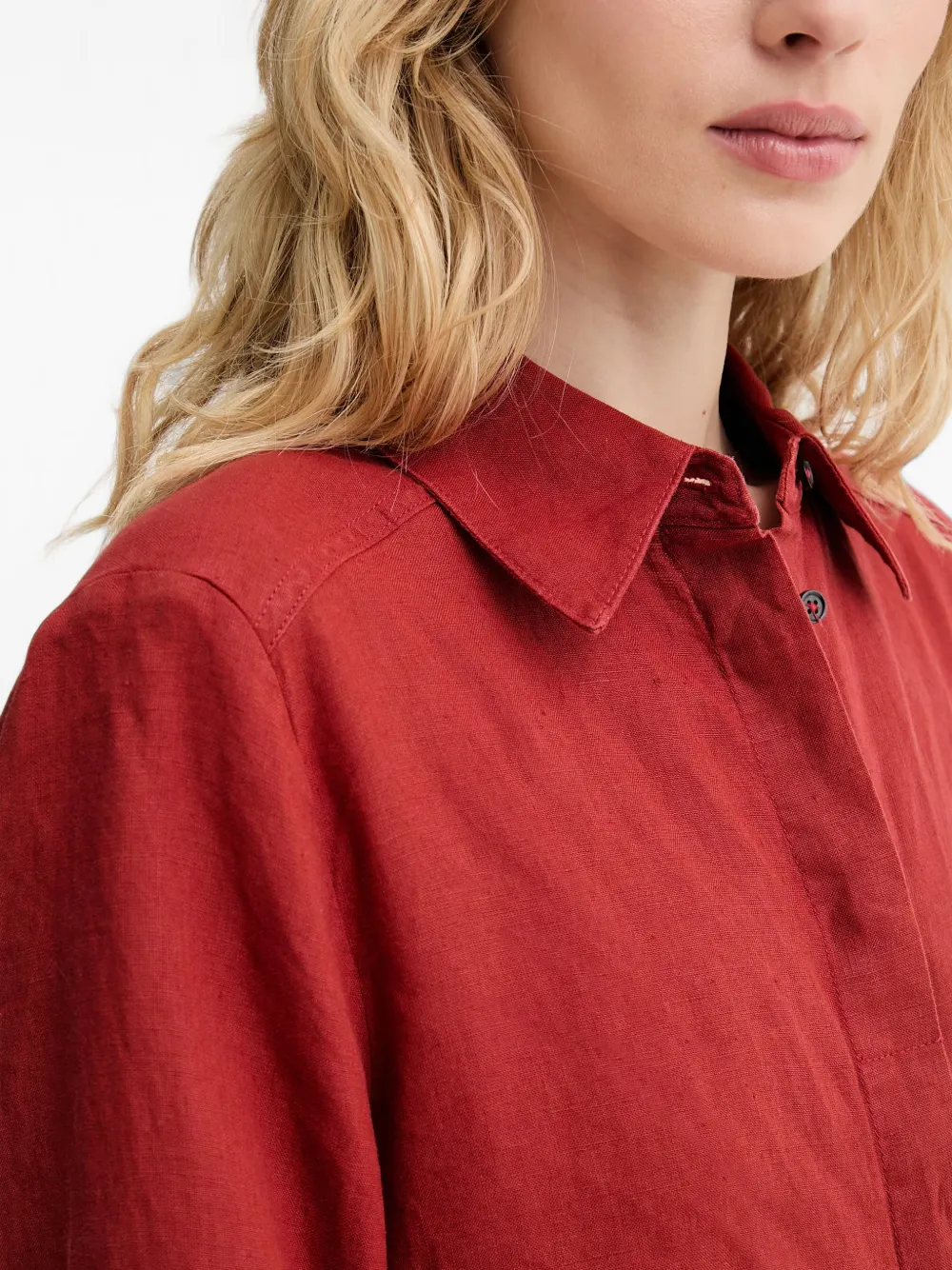 Marc O'Polo Button-down linnen blousejurk Rood