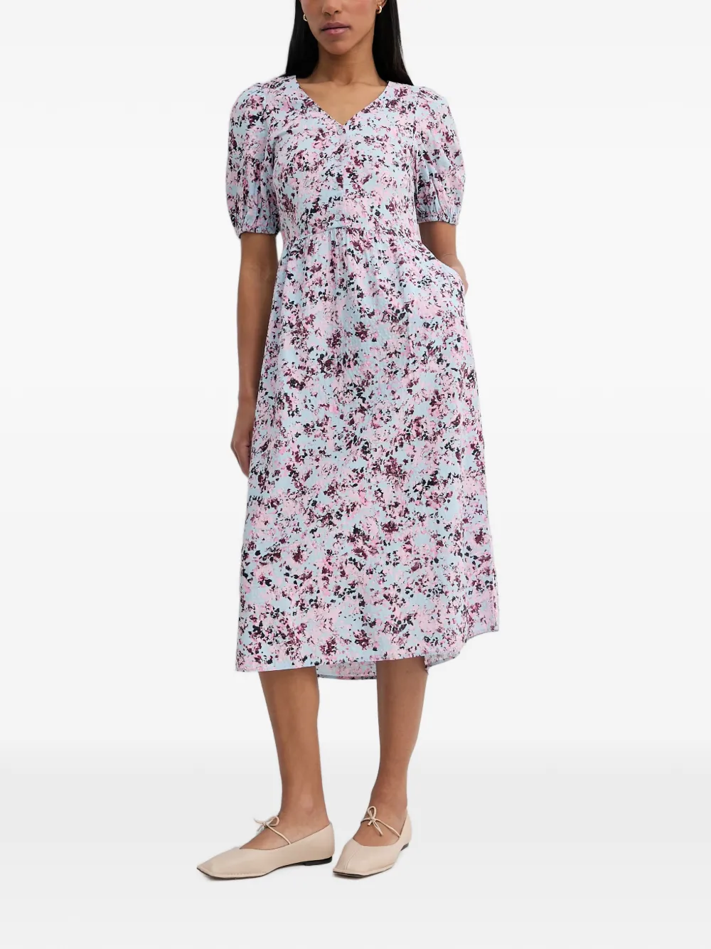 Marc O'Polo Midi-jurk met pofmouwen Blauw