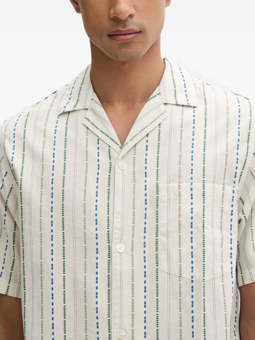 Marc O'Polo stripe-print short-sleeved shirt Beige