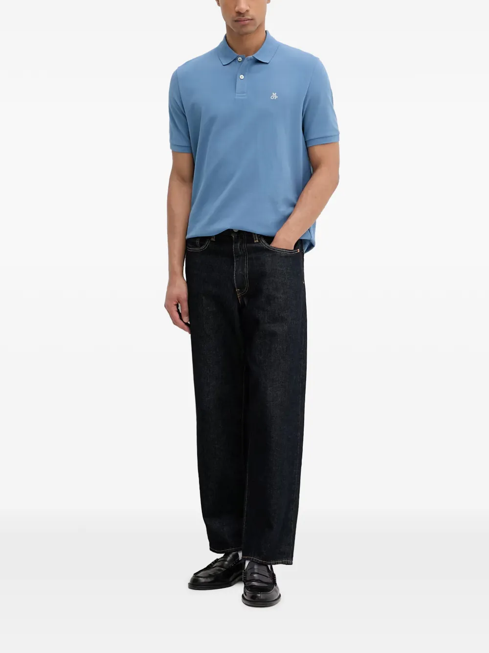 Marc O'Polo Piqué poloshirt met geborduurd logo Blauw