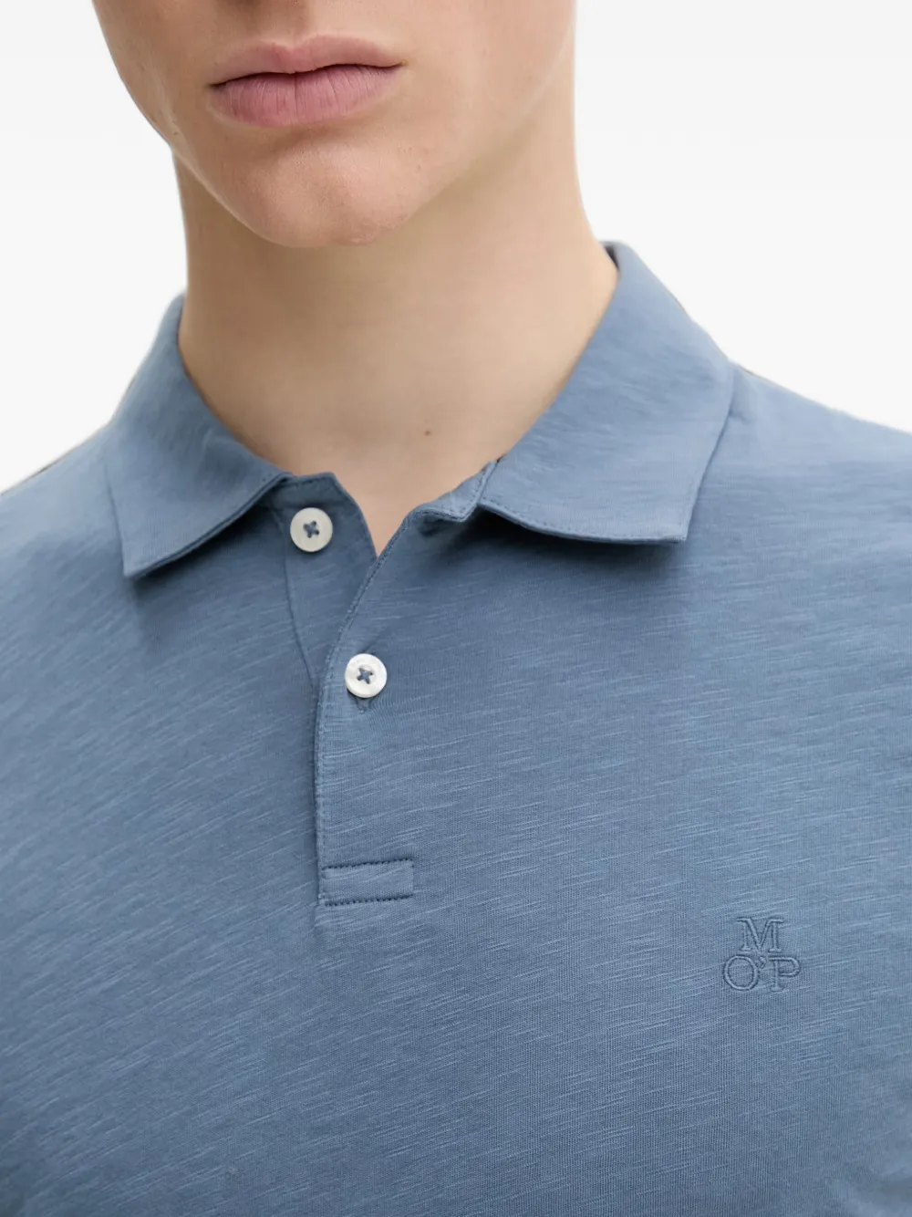 Marc O'Polo Poloshirt met geborduurd logo en textuur Blauw