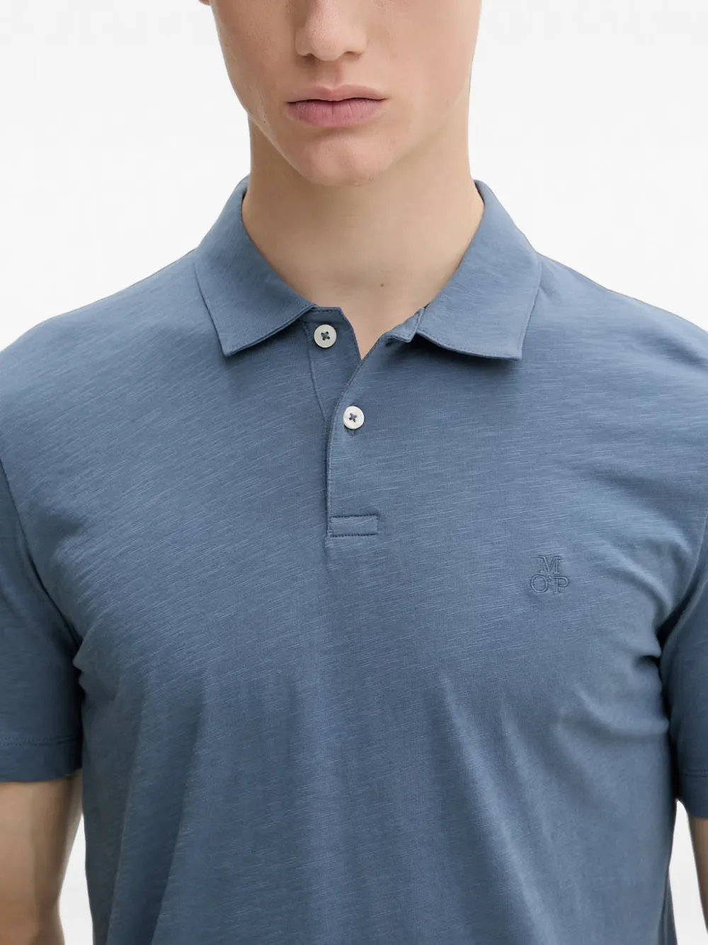 Marc O'Polo Poloshirt met geborduurd logo en textuur Blauw