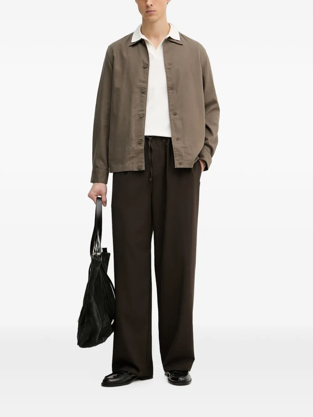 Marc O'Polo Top met open kraag en korte mouwen Beige