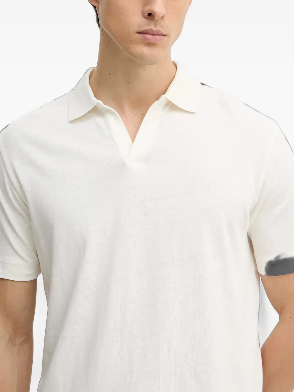 Marc O'Polo Top met open kraag en korte mouwen Beige