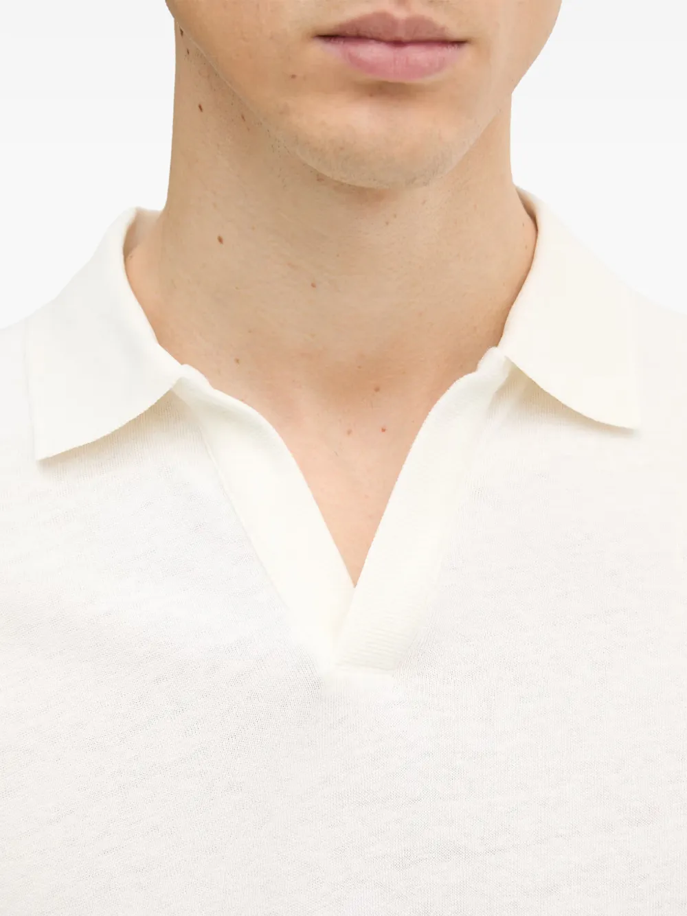Marc O'Polo Top met open kraag en korte mouwen Beige