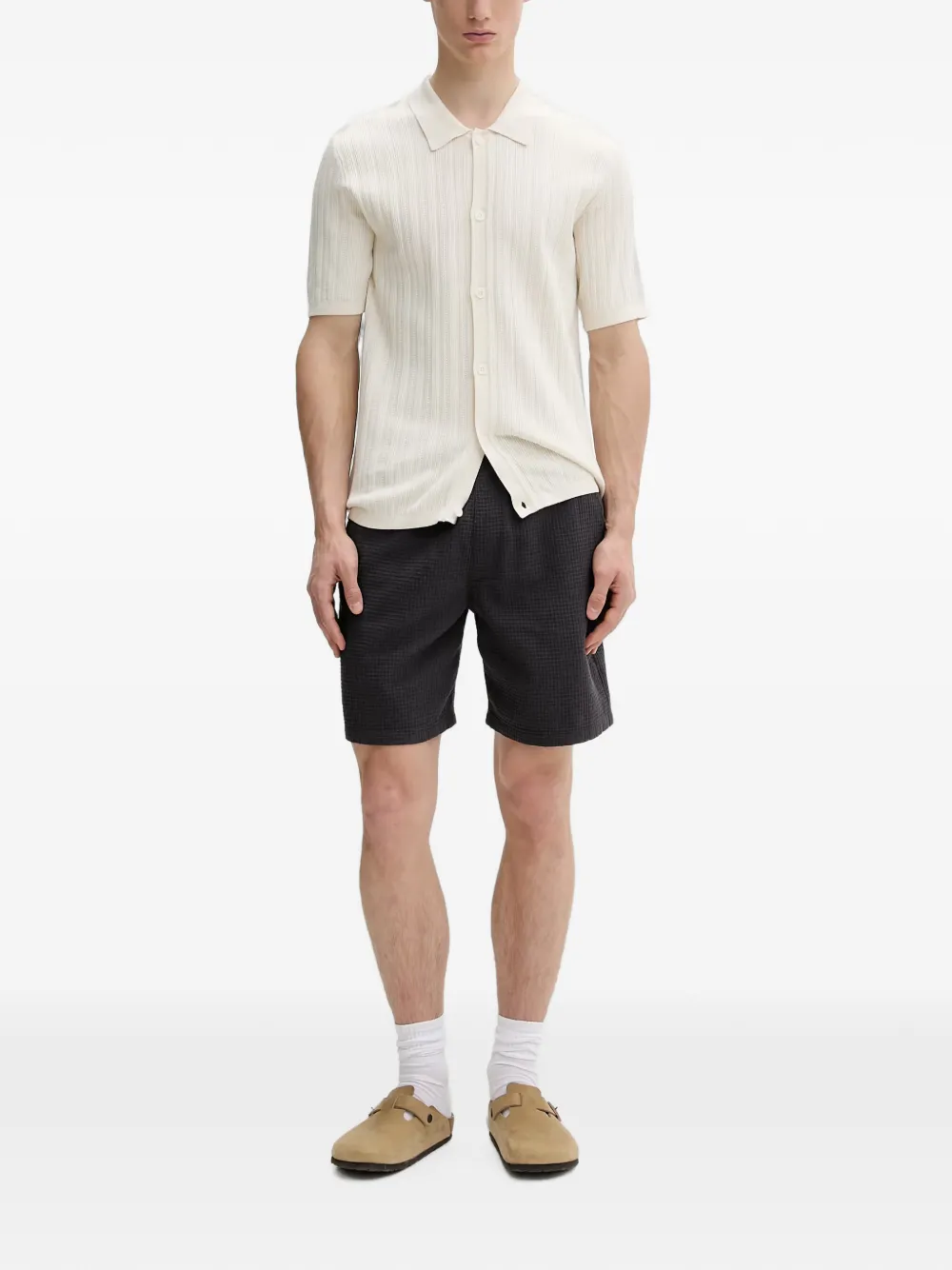 Marc O'Polo Ribgebreid T-shirt Beige