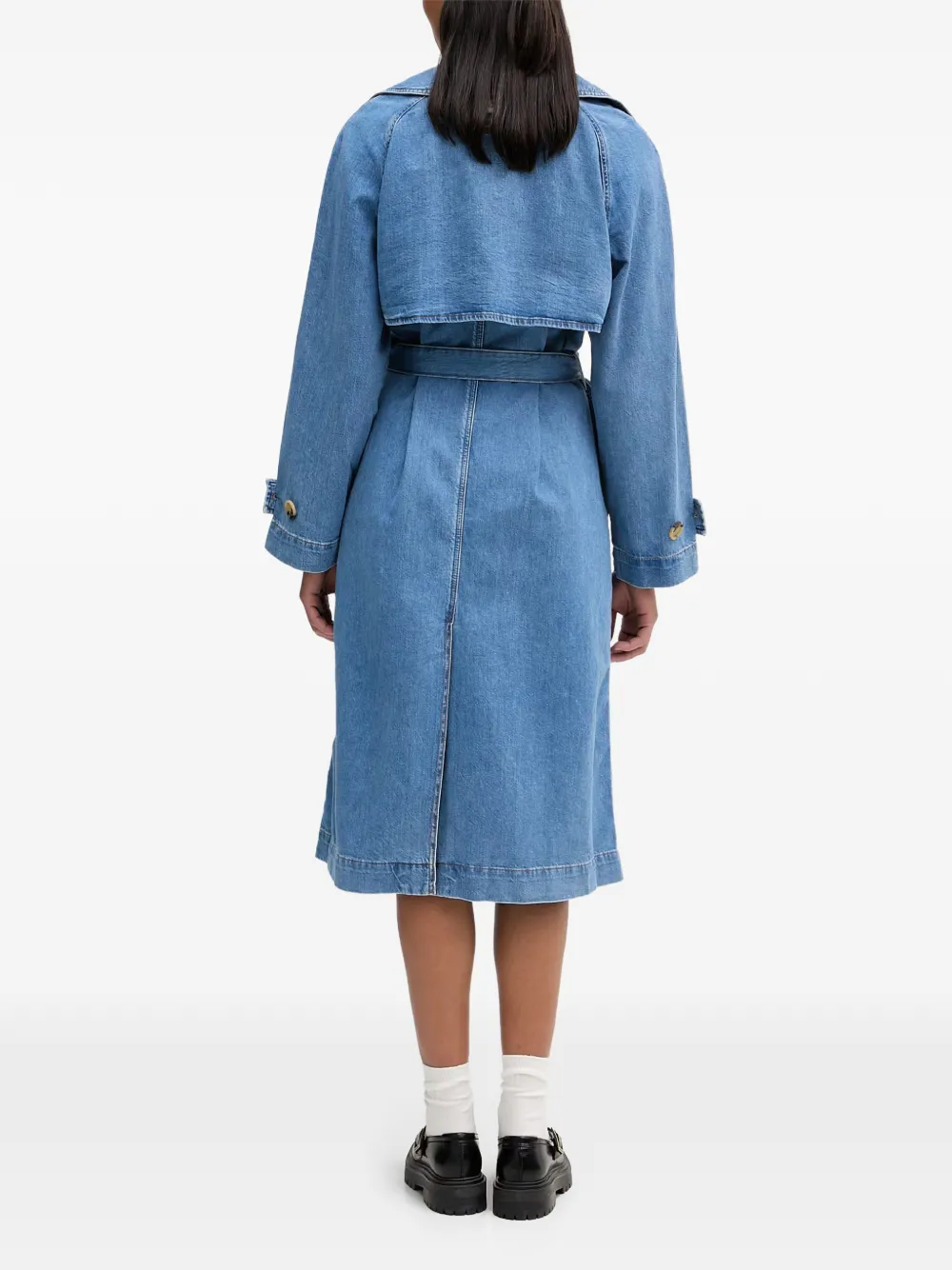Marc O'Polo Trenchcoat met dubbele rij knopen en ceintuur Blauw