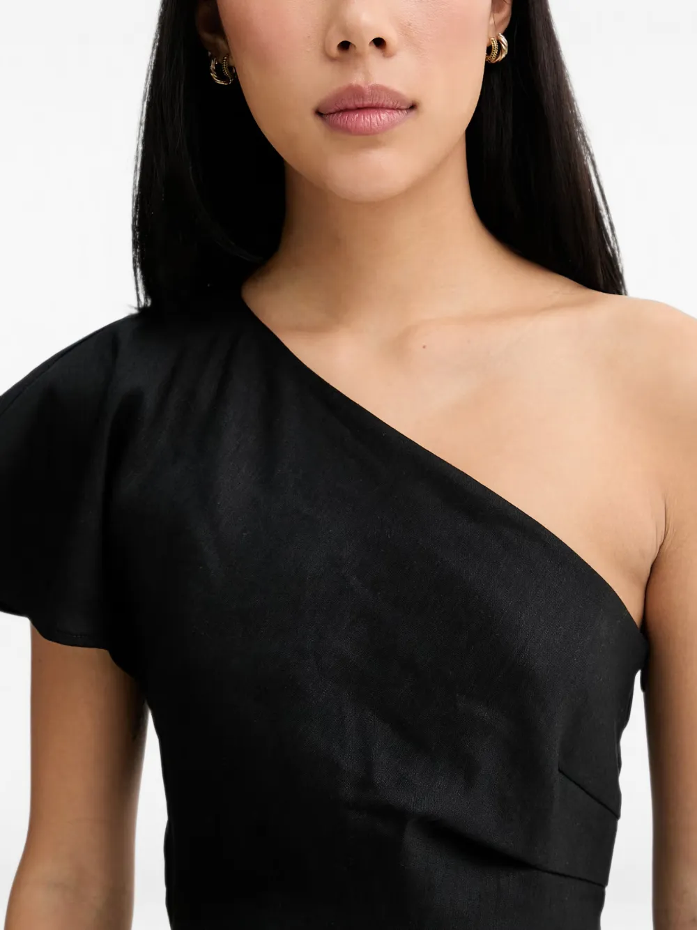 Marc O'Polo Asymmetrische midi-jurk met ruches Zwart