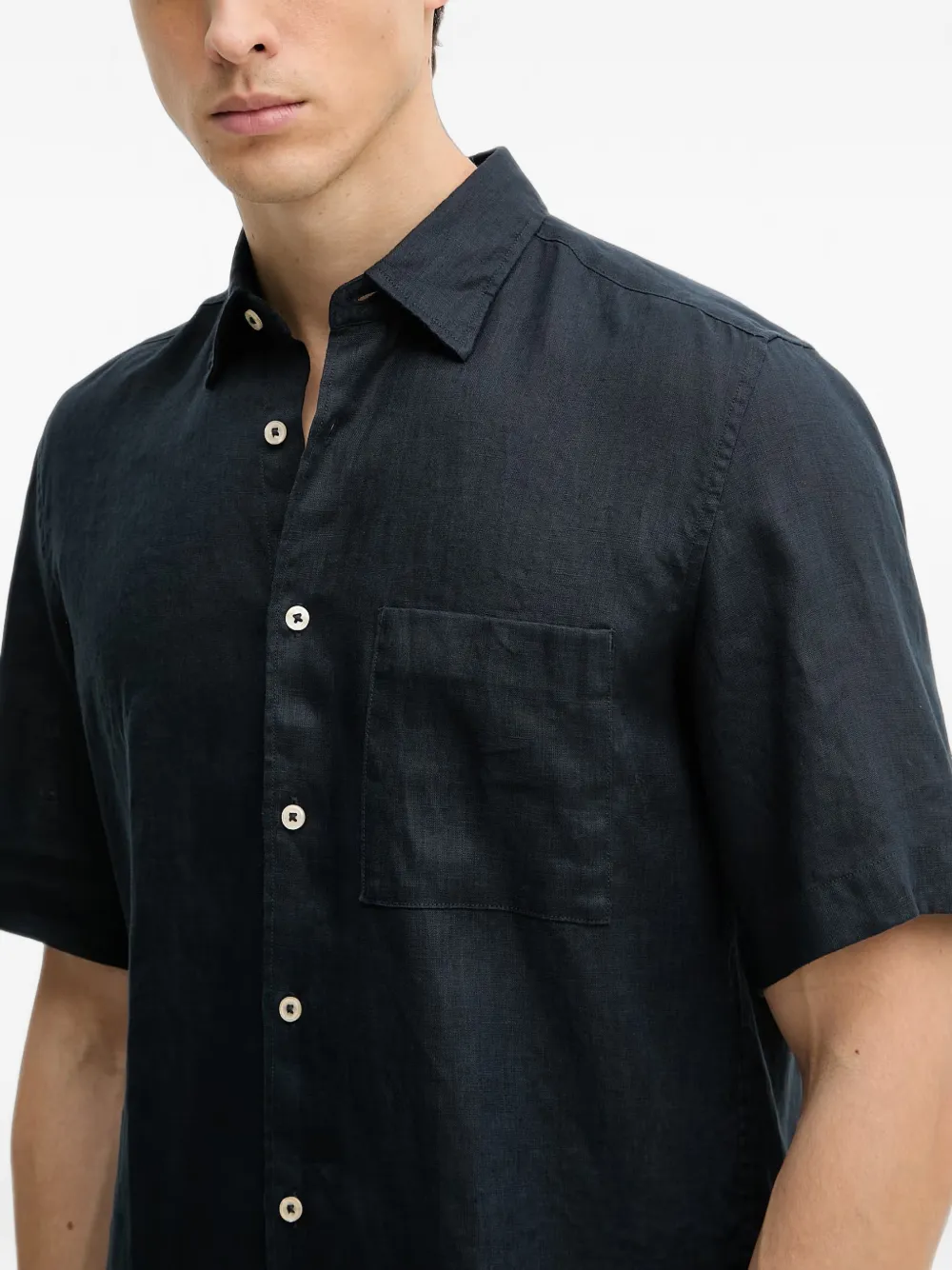 Marc O'Polo short-sleeve chest-pocket shirt Blauw