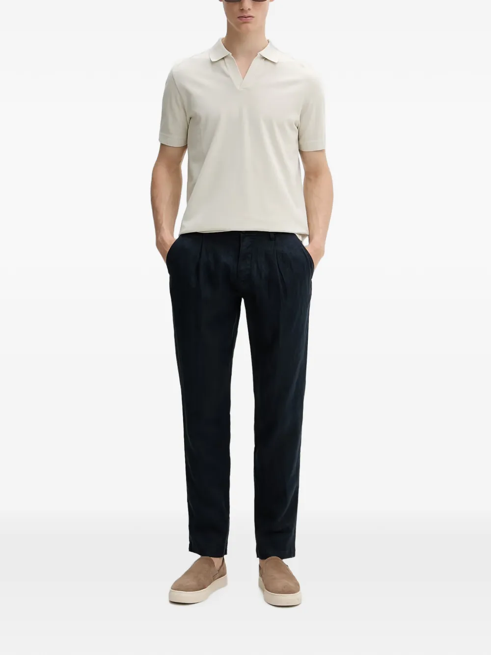Marc O'Polo Poloshirt met V-hals en korte mouwen Wit