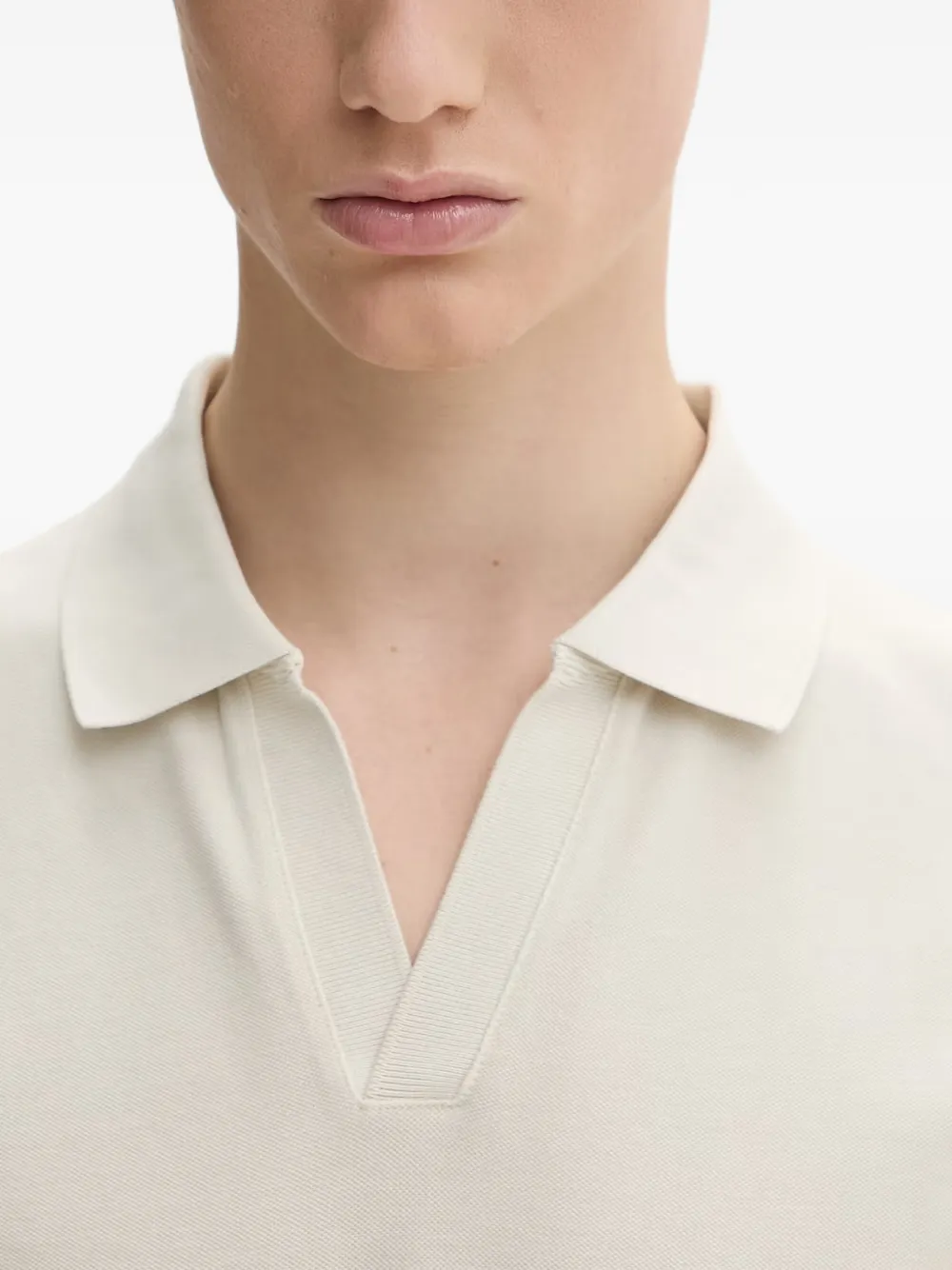 Marc O'Polo Poloshirt met V-hals en korte mouwen Wit