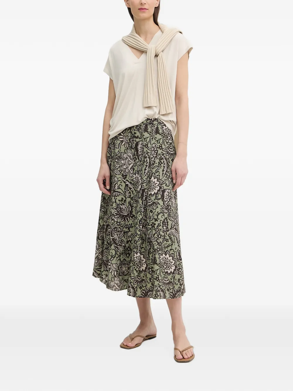 Marc O'Polo T-shirt met kapmouwen Beige