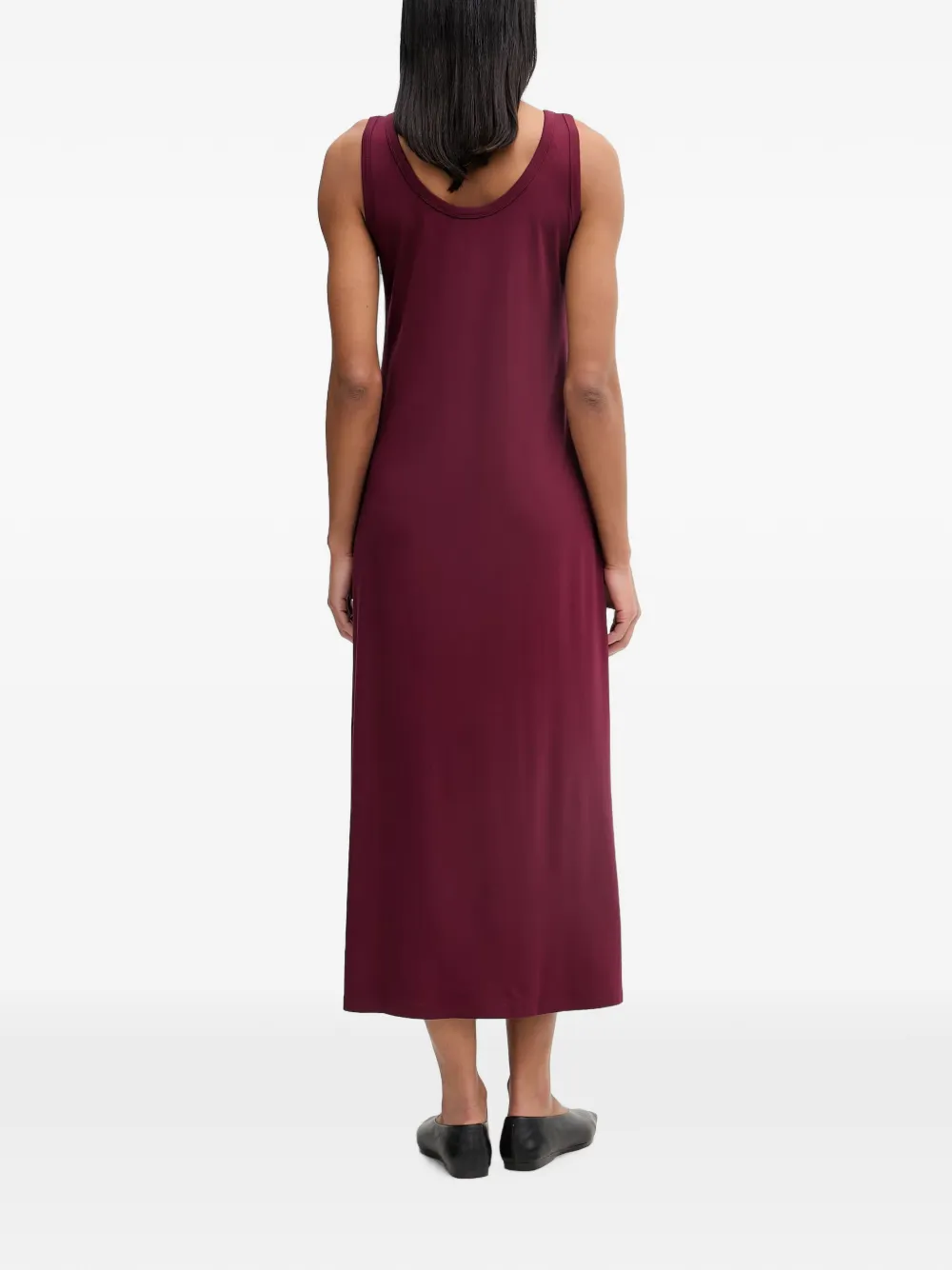Marc O'Polo Midi-jurk met diepe ronde hals en zijsplit Rood