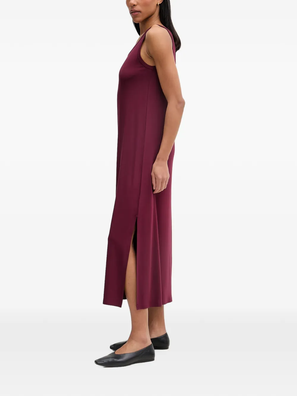 Marc O'Polo Midi-jurk met diepe ronde hals en zijsplit Rood