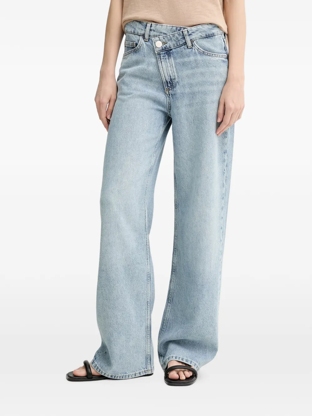 Marc O'Polo asymmetric-waistband wide-leg jeans - Blu