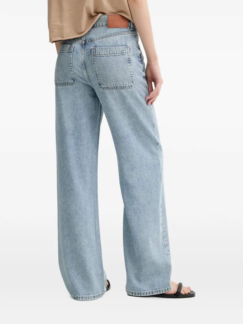 Marc O'Polo Jeans met wijde pijpen en asymmetrische tailleband Blauw