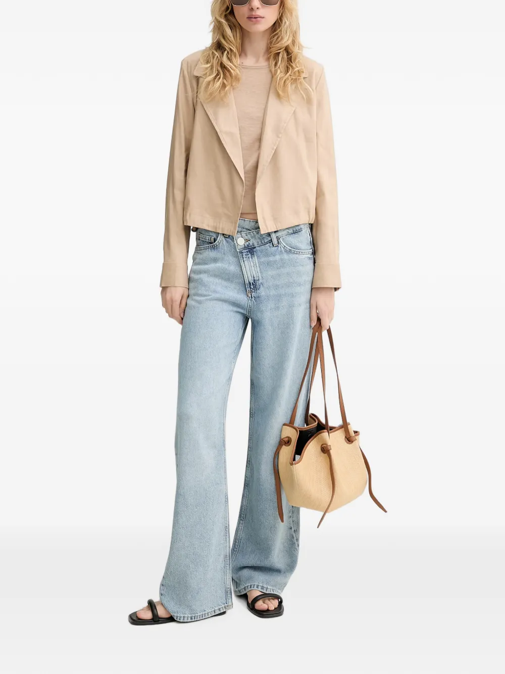 Marc O'Polo Jeans met wijde pijpen en asymmetrische tailleband Blauw