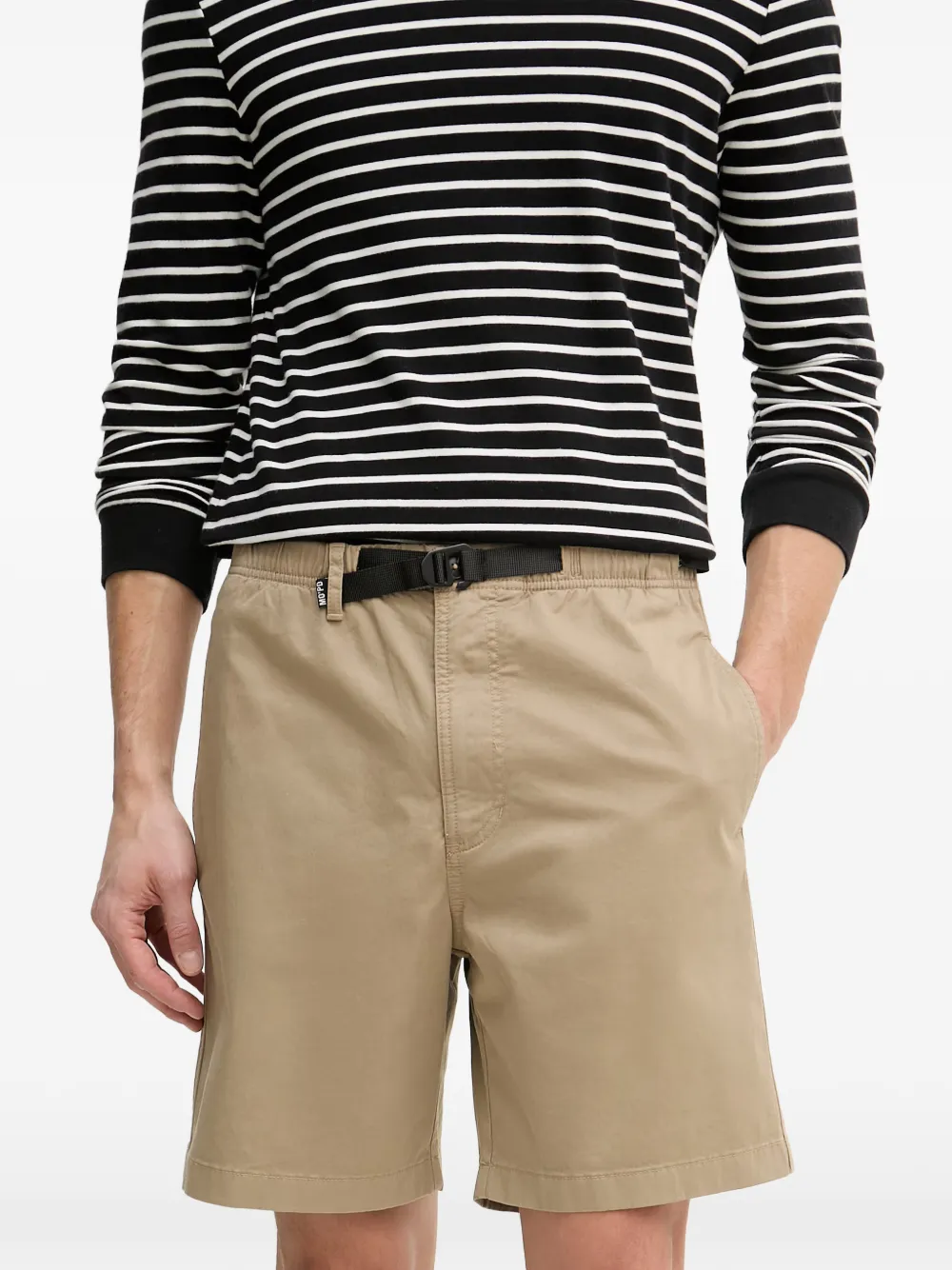 Marc O'Polo belted logo-patch shorts Beige