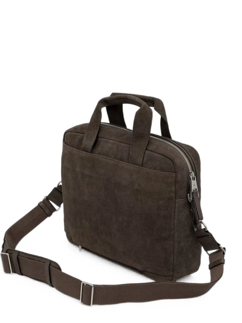 Marc O'Polo suede logo-patch briefcase - Marrone