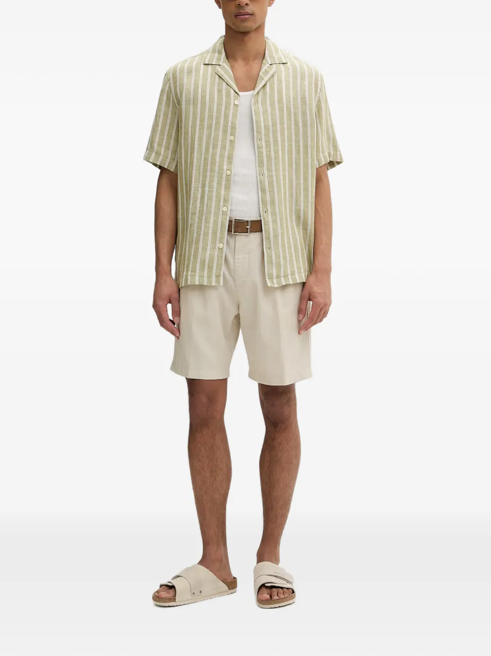 Marc O'Polo vertical-stripe short-sleeve shirt Groen