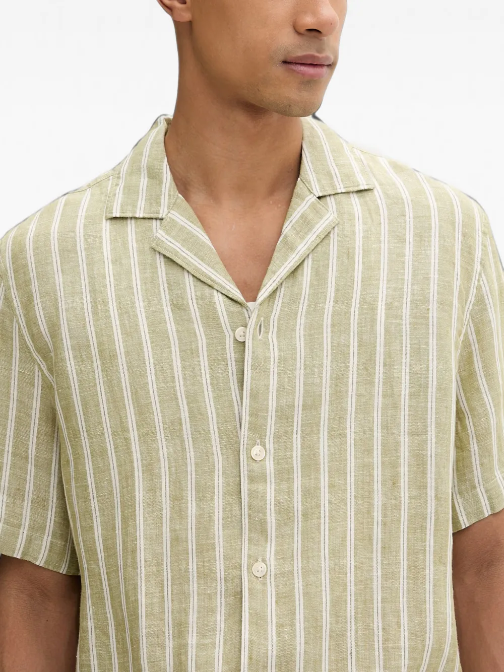 Marc O'Polo vertical-stripe short-sleeve shirt Groen