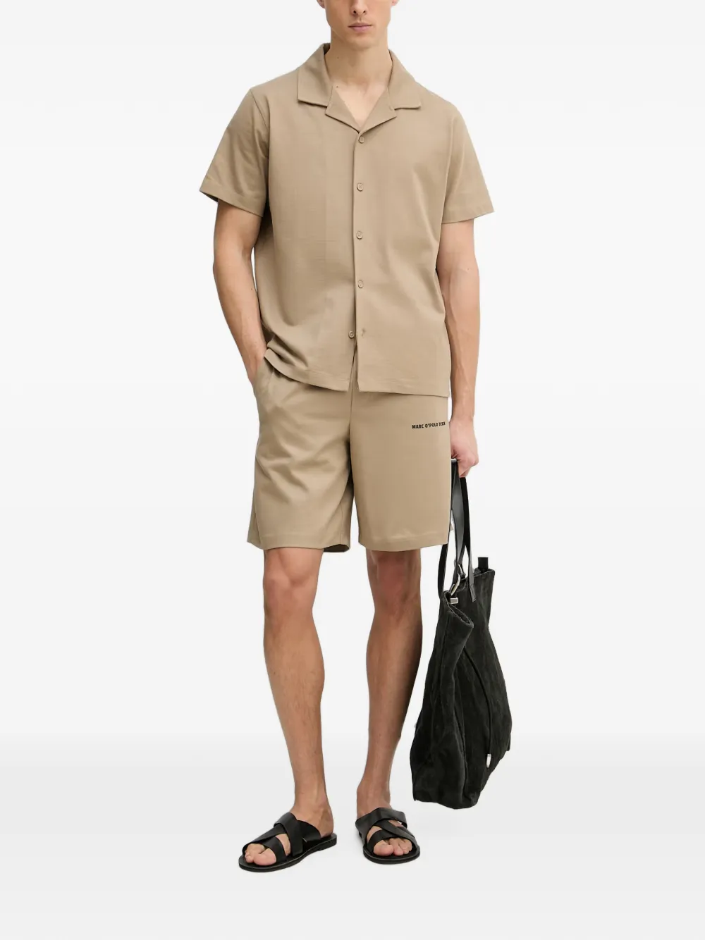 Marc O'Polo short-sleeved camp-collar shirt Beige