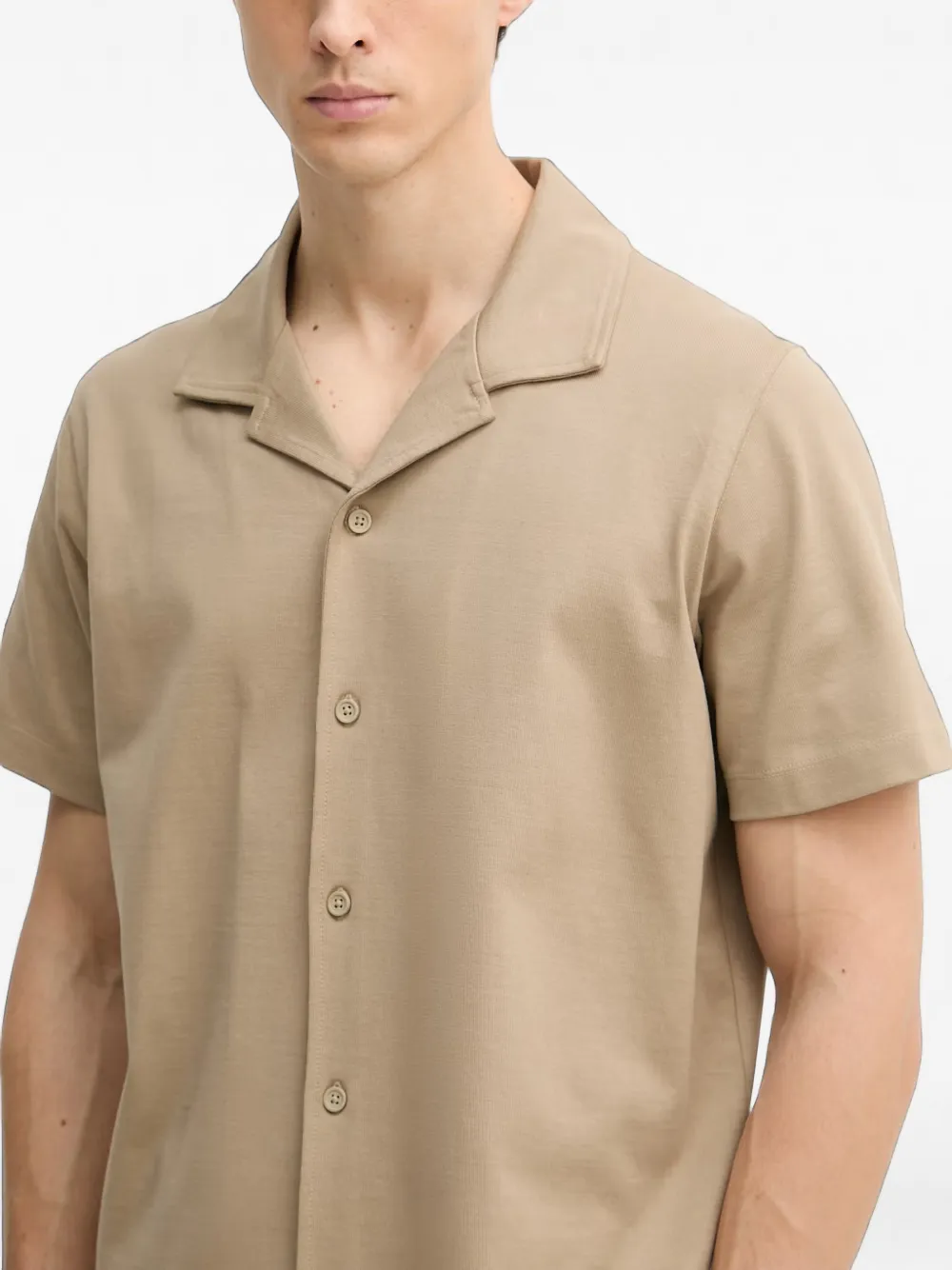 Marc O'Polo short-sleeved camp-collar shirt Beige