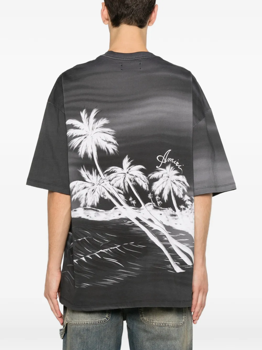 AMIRI T-shirt met palmboomprint Grijs