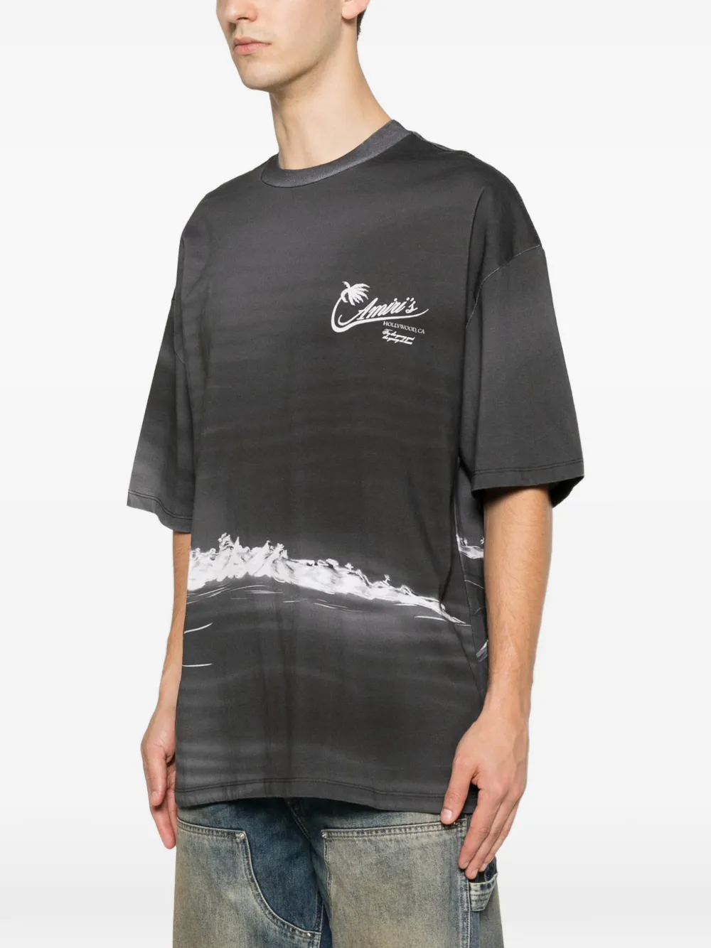 AMIRI T-shirt met palmboomprint Grijs