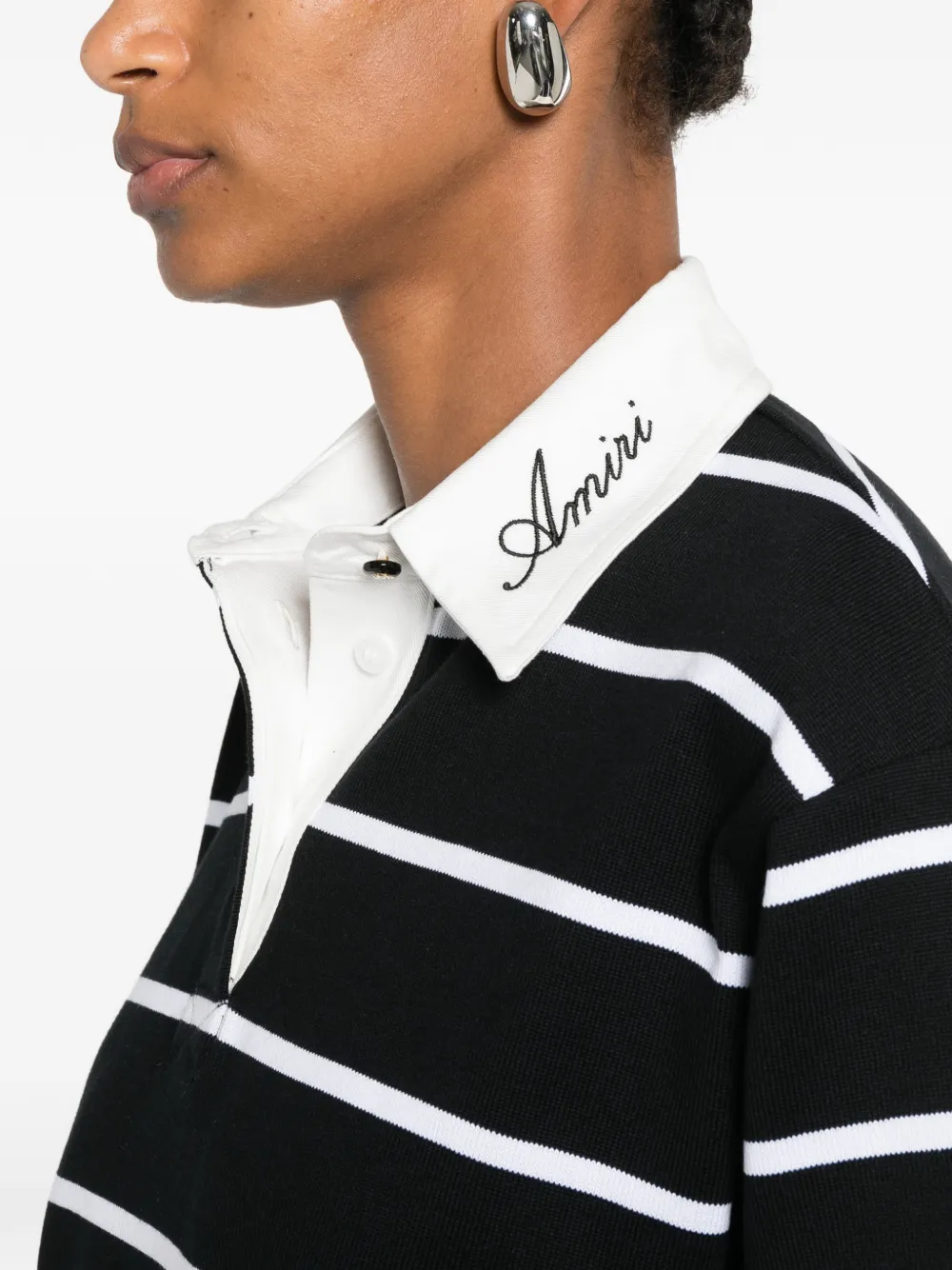 AMIRI Gestreepte polotop met lange mouwen Zwart