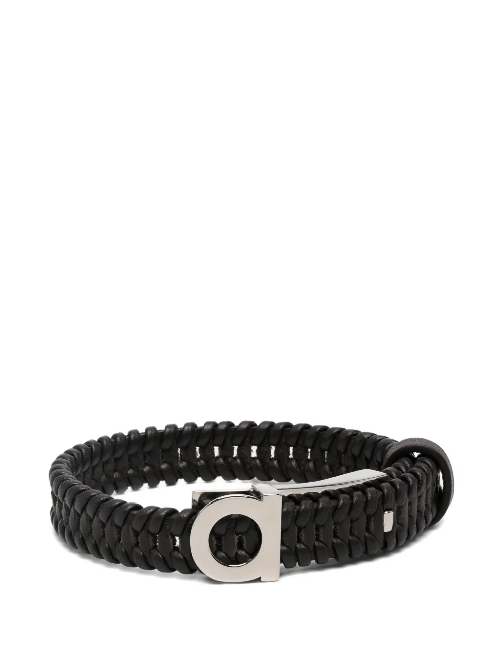 Ferragamo Gancini braided leather bracelet - Nero