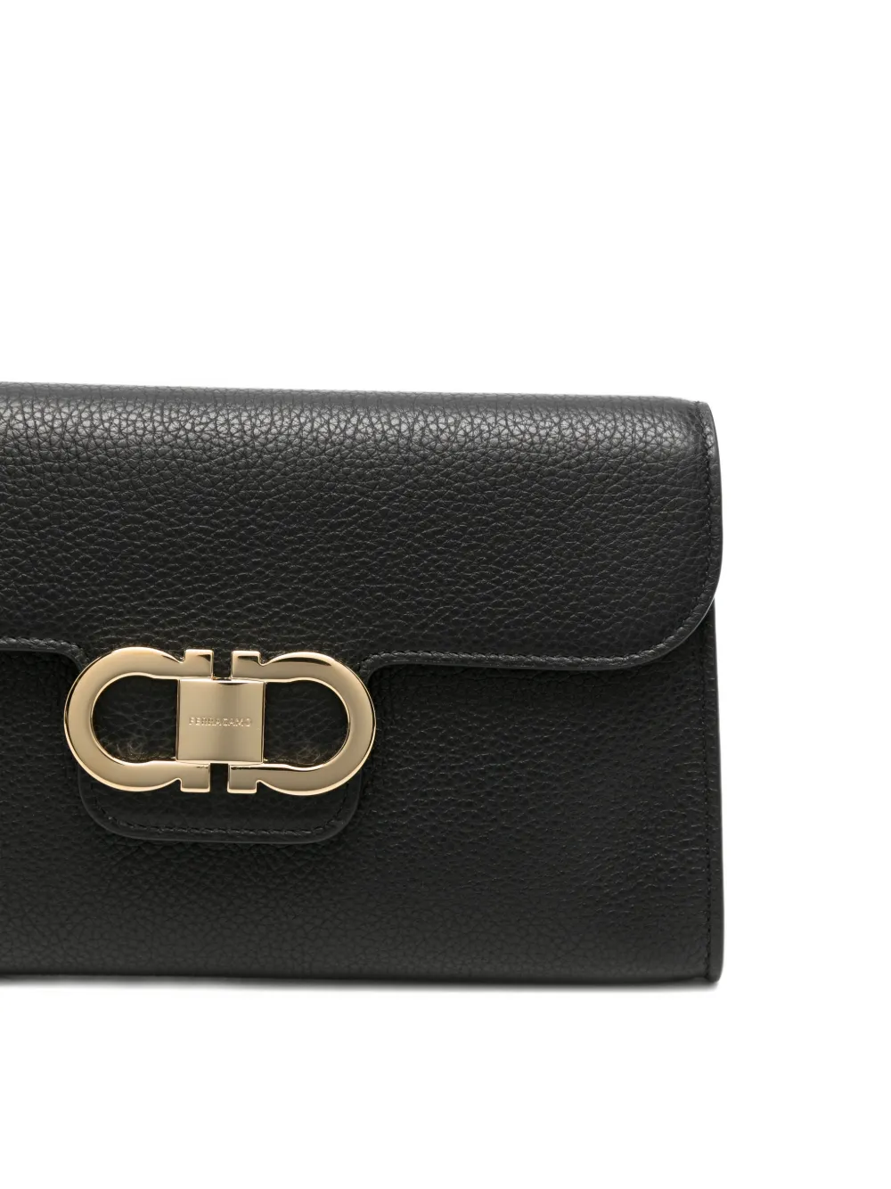 Ferragamo Dubbele gancini leren clutch Zwart