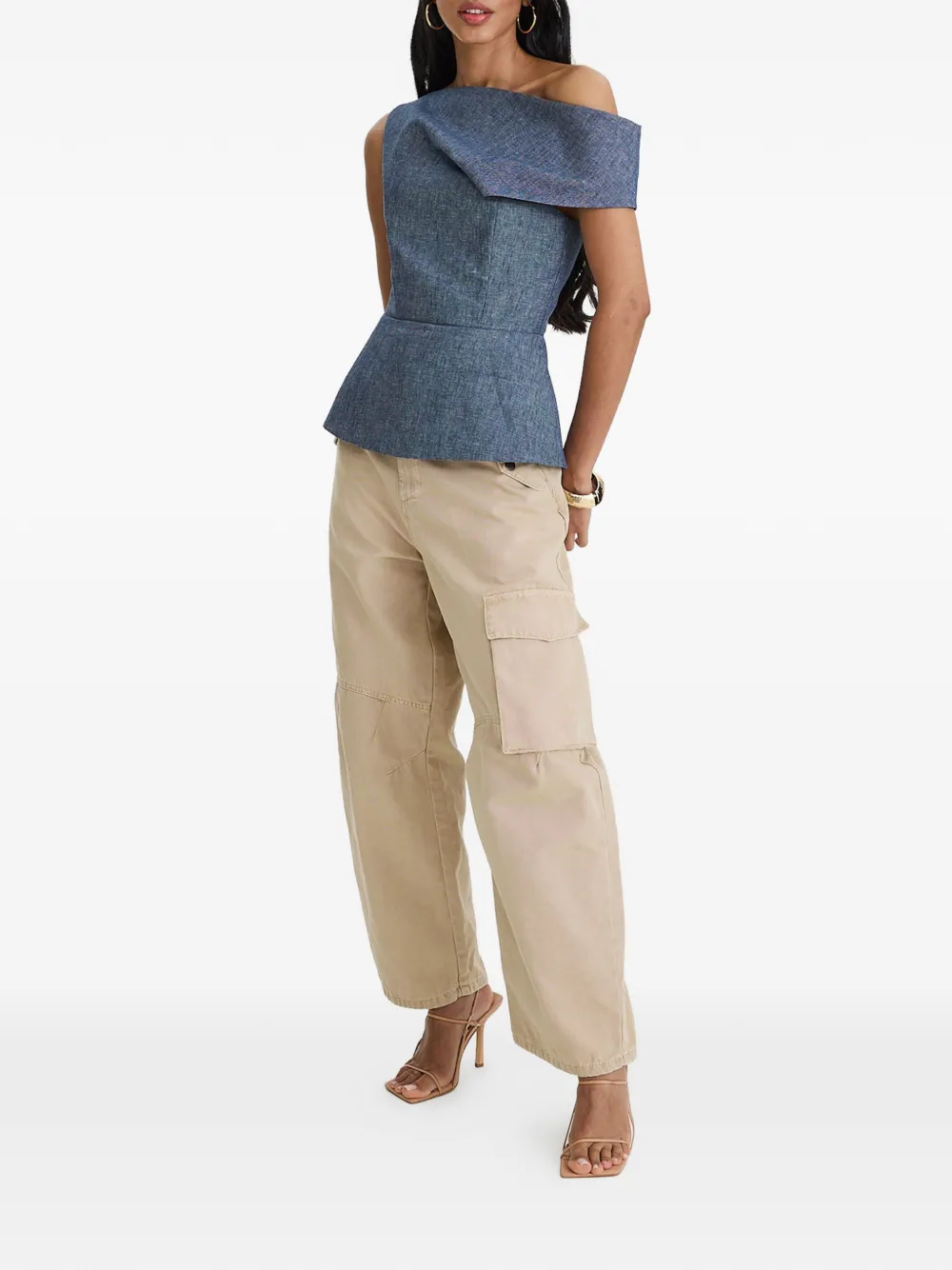  Moos Studio Top Edit Con Hombros Descubiertos - Azul 