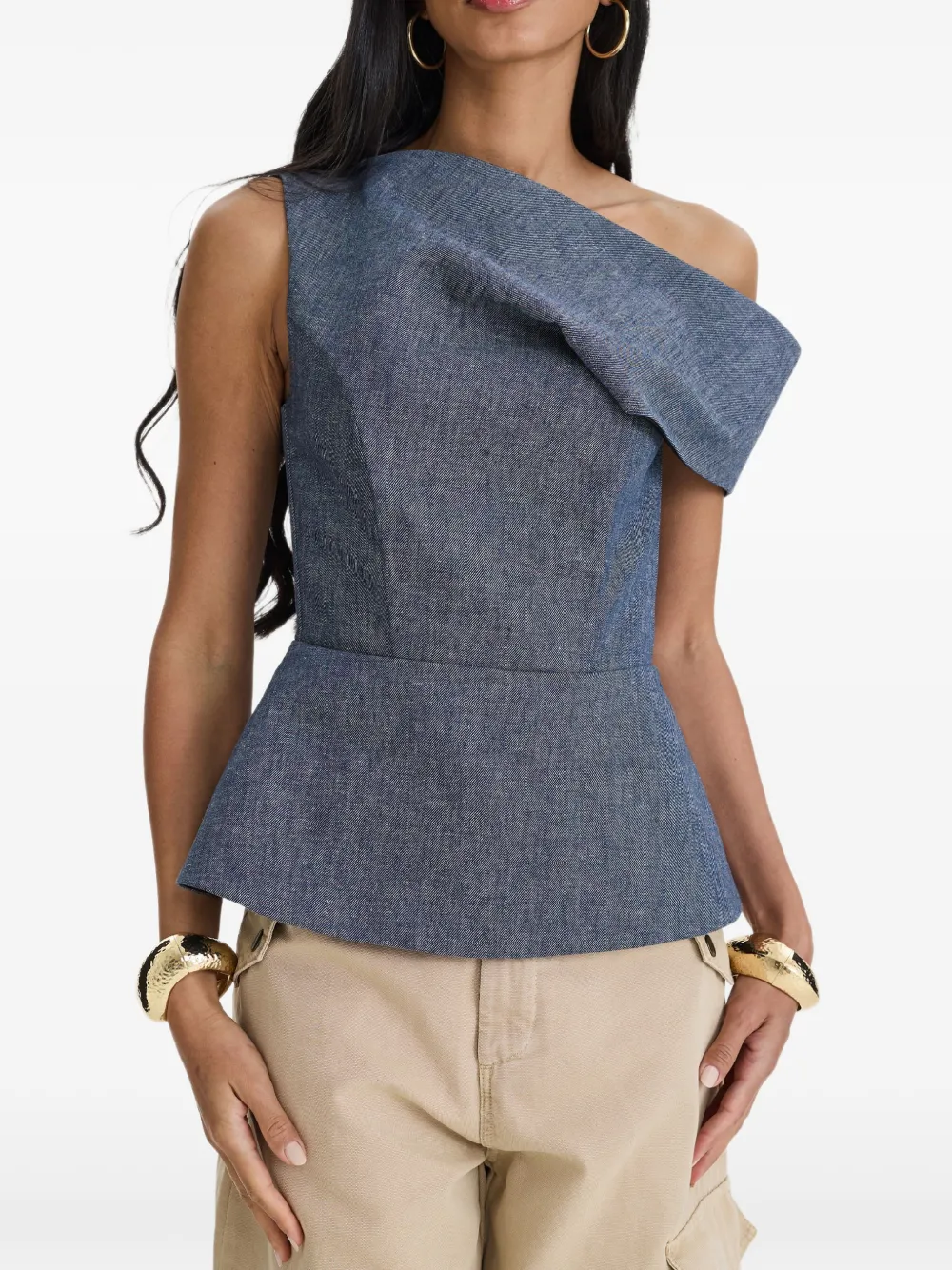 MOOS STUDIO Edit off-shoulder peplum top - Blu