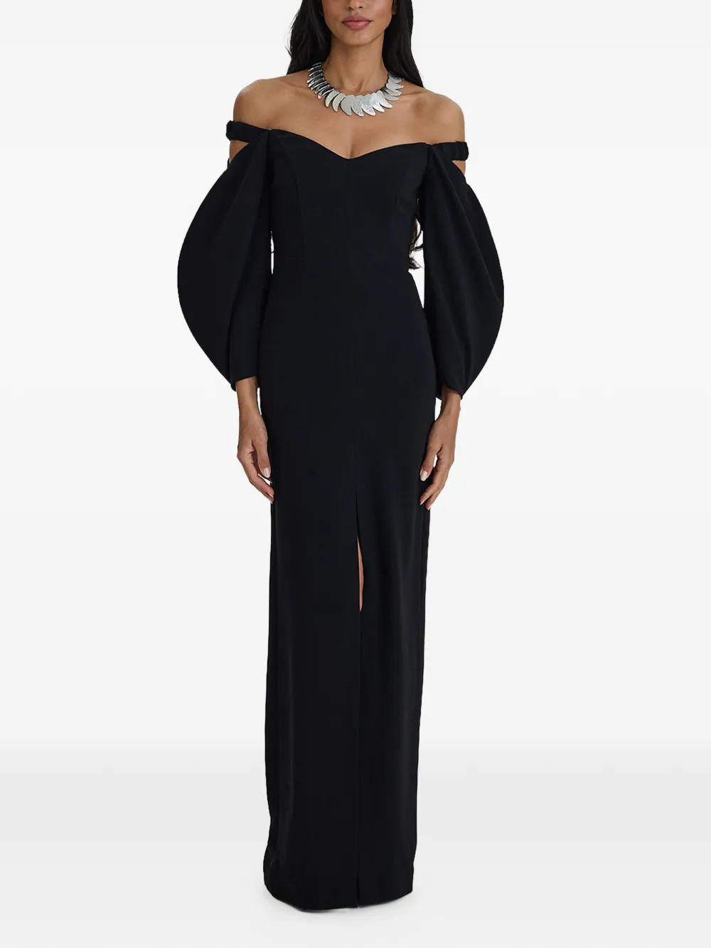 MOOS STUDIO Tulip off-shoulder puff-sleeve gown - Nero