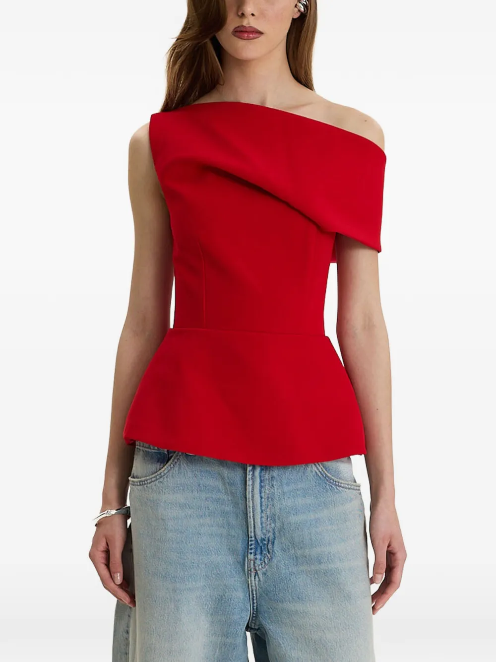 MOOS STUDIO Edit off-shoulder peplum top - Rosso