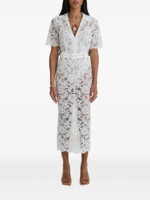 MOOS STUDIO Affair belted floral-lace midi dress