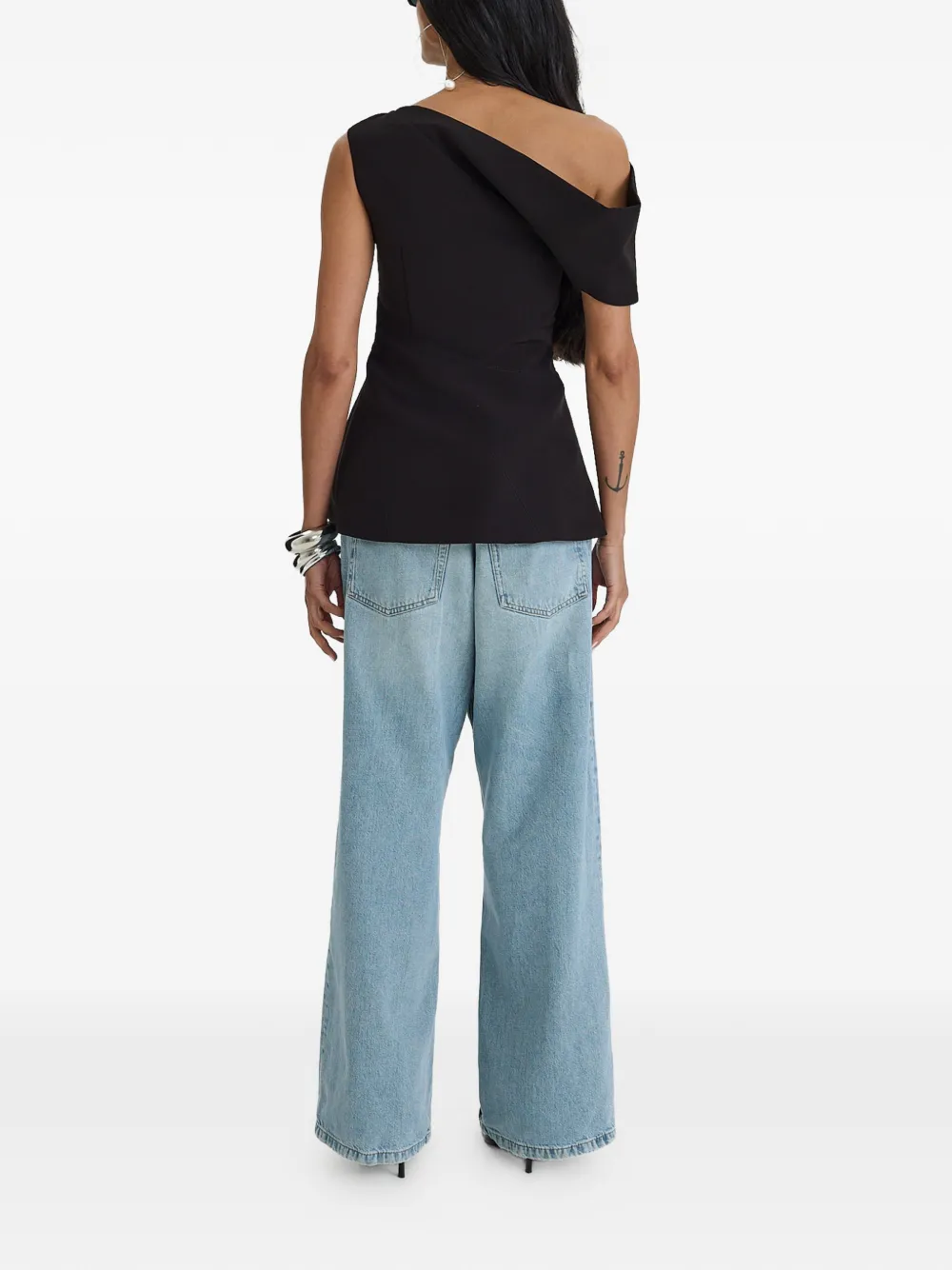 MOOS STUDIO Edit asymmetrische top Zwart